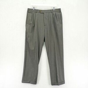 Brooks Brothers 1818 Madison Gray Twill Wool Dress Pants -36 / 30- Mid Rise Plea